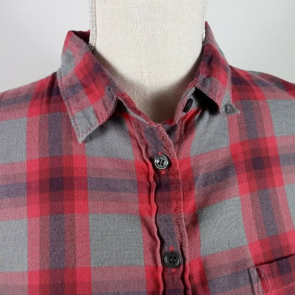 J.Crew Factory Button Up Shirt Medium Red & Gray - Picture 4 of 15